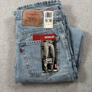Vintage Deadstock NWT Y2K Levis 505 Denim Jeans 31x35 Regular Fit Mid Wash